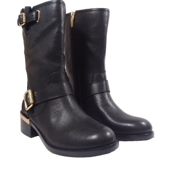 New Vince Camuto Wendeema WomensLeather MotoBoot Harness Detailed Mid-Calf 6.5M - Picture 2 of 14